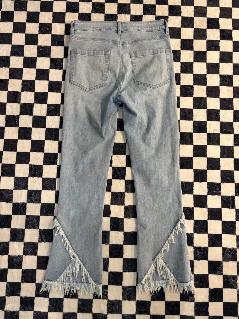 1. State Light Wash Frayed Hem Wide Leg Jeans